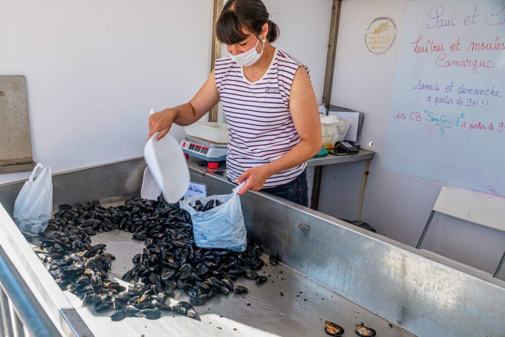 Moules et poissons frais